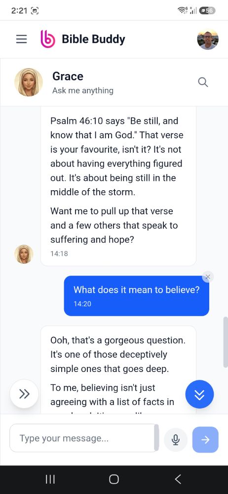 Bible Buddy AI companion chat
