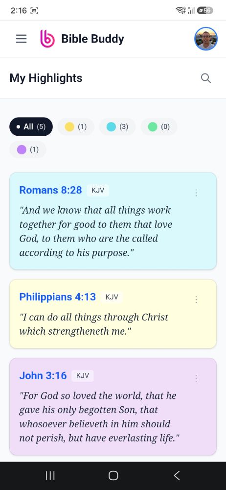 Bible Buddy verse highlights