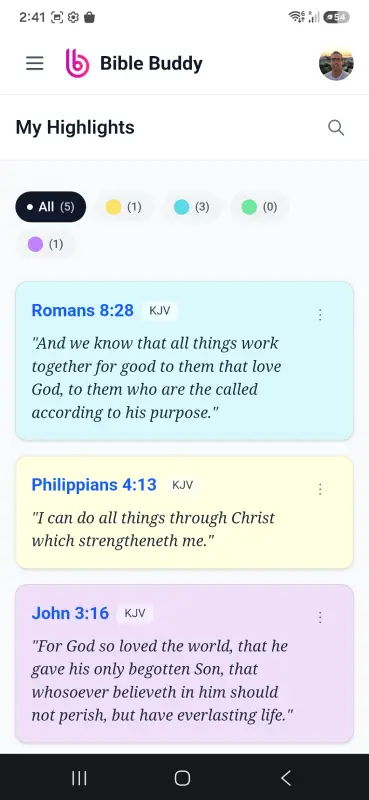 Bible Buddy verse highlights