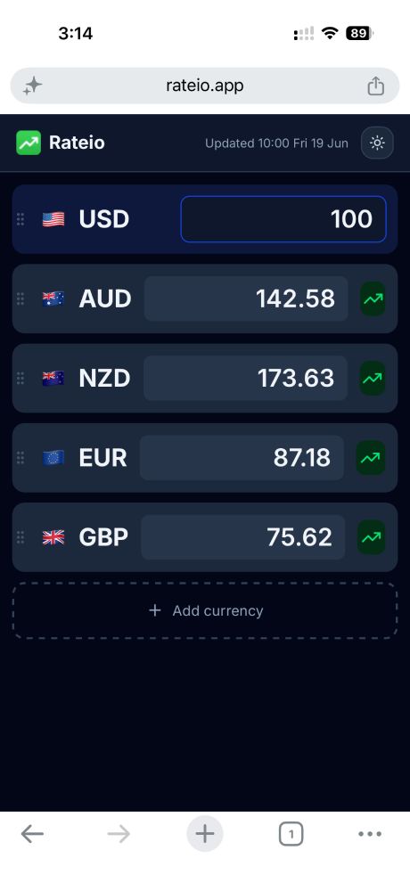 Rateio multi-currency list
