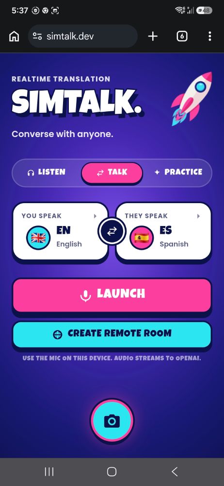 Simtalk talk mode language selection