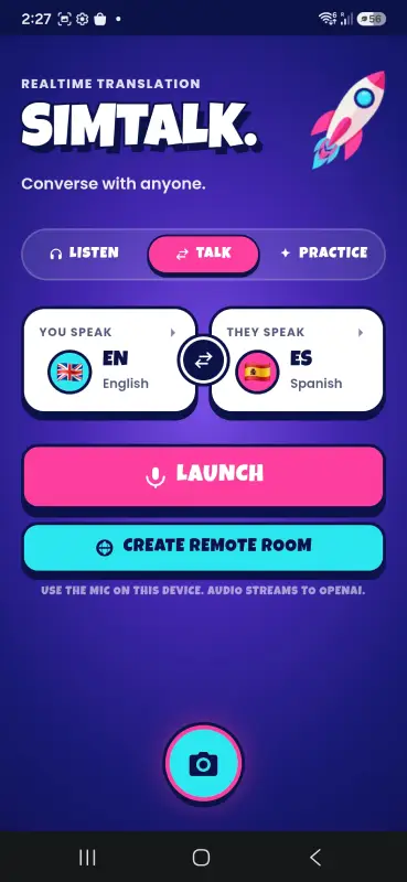 Simtalk talk mode language selection