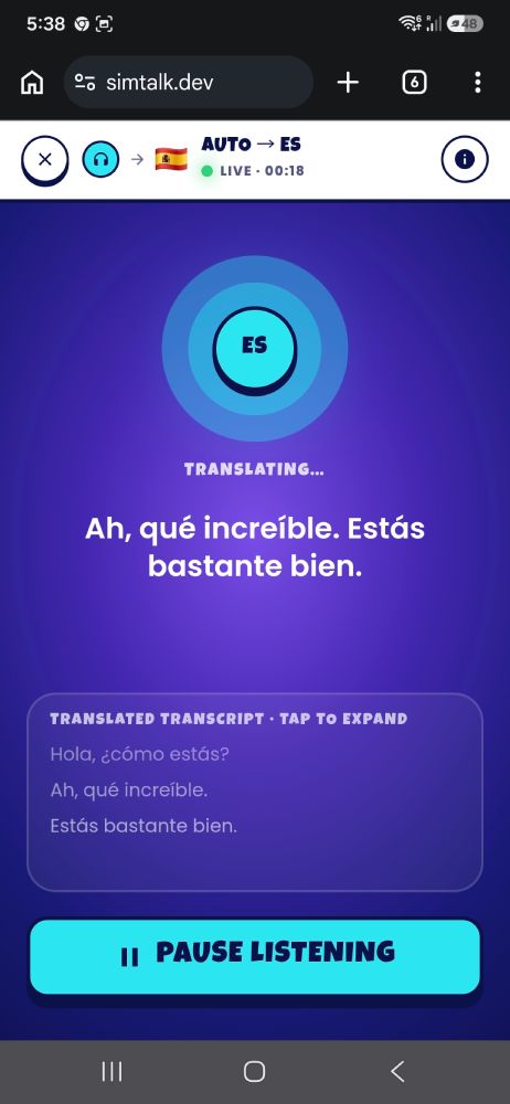 Simtalk live listening translation